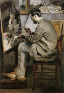 Retrato de Bazille (1867), pintado por Renoir y exhibido en la Segunda Exposición Impresionista (1876). Museo Fabre, Montpellier.