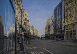Juan Fernández Pintor, La Gran Vía Madrid acrílico/óleo/tela 81x116cm