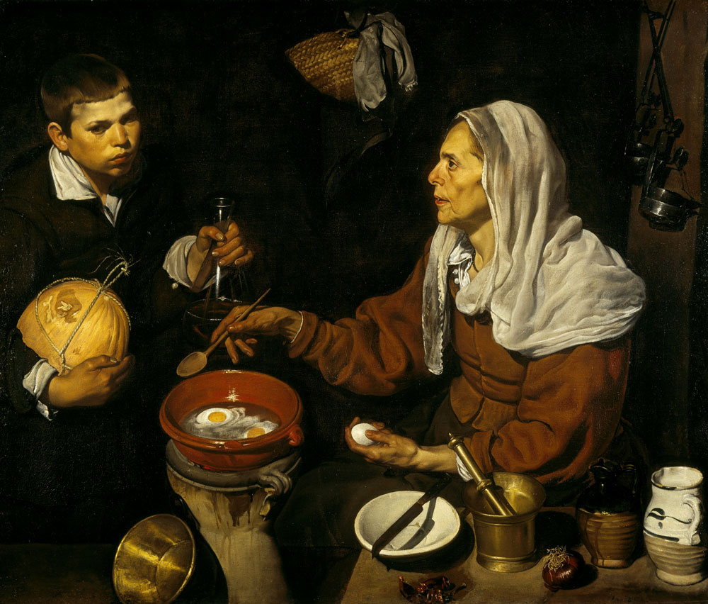 Velázquez el pintor, Vieja friendo huevos (1618), óleo sobre lienzo