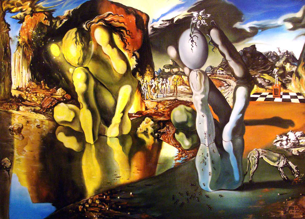 Salvador Dalí: La Metamorfosis de Narciso (1937) óleo sobre lienzo , Tate Modern, Londres.