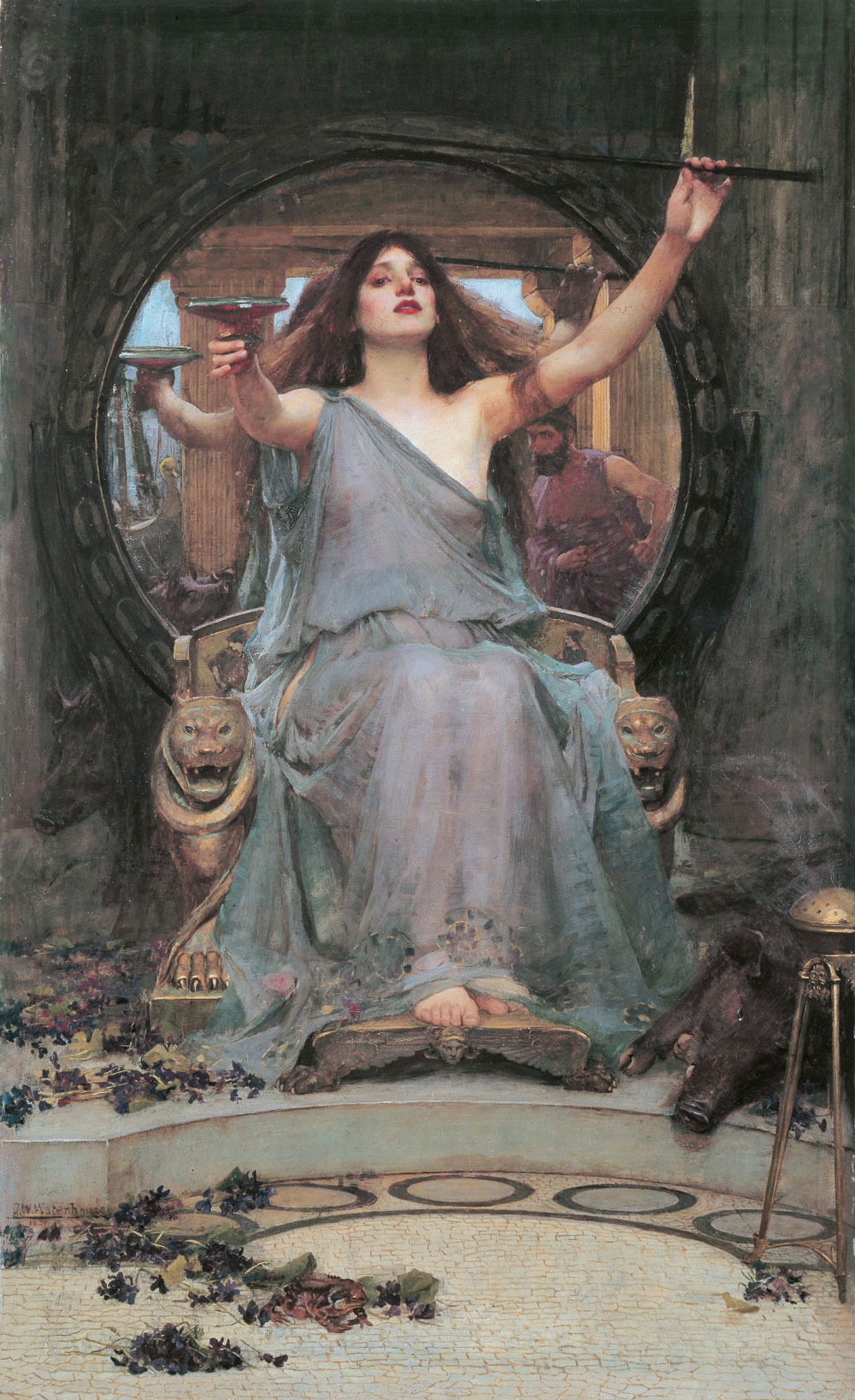 John William Waterhouse: Circe ofreciendo la copa a Odiseo (1891) óleo sobre lienzo, Galería Oldham en Oldham, Reino Unido