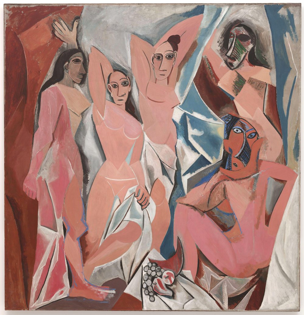 Pablo Picasso: Las señoritas de Avignon (1907) óleo sobre lienzo, Museo de Arte Moderno, Nueva York.