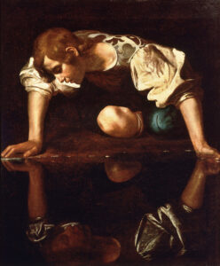 Michelangelo Merisi da Caravaggio: Narciso (1597-99) óleo sobre lienzo, Galería Nacional de Arte Antiguo, Roma.