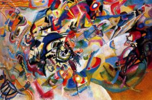 Wassily Kandinsky: Composición VII (1913) óleo sobre lienzo, Galería Tretyakov, Moscú. Según el propio artista, la obra más compleja pintada por él.