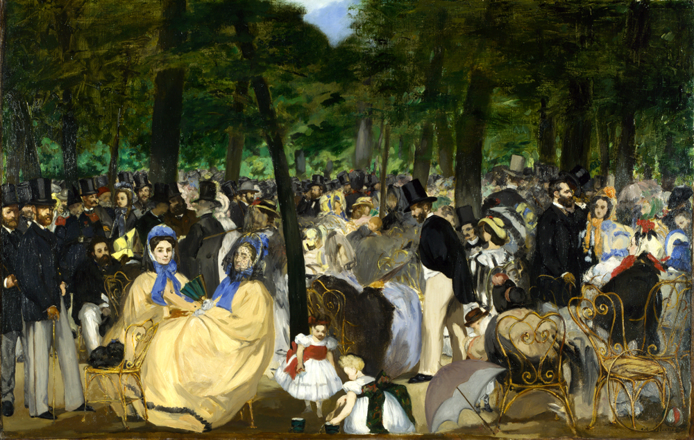 Édouard Manet: La música en las Tullerías (1862) óleo sobre lienzo, National Gallery de Londres.