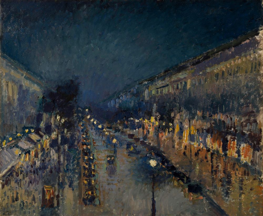 Camille Pissarro: El Boulevard Montmartre de noche (1897) óleo sobre lienzo, National Gallery, Londres.