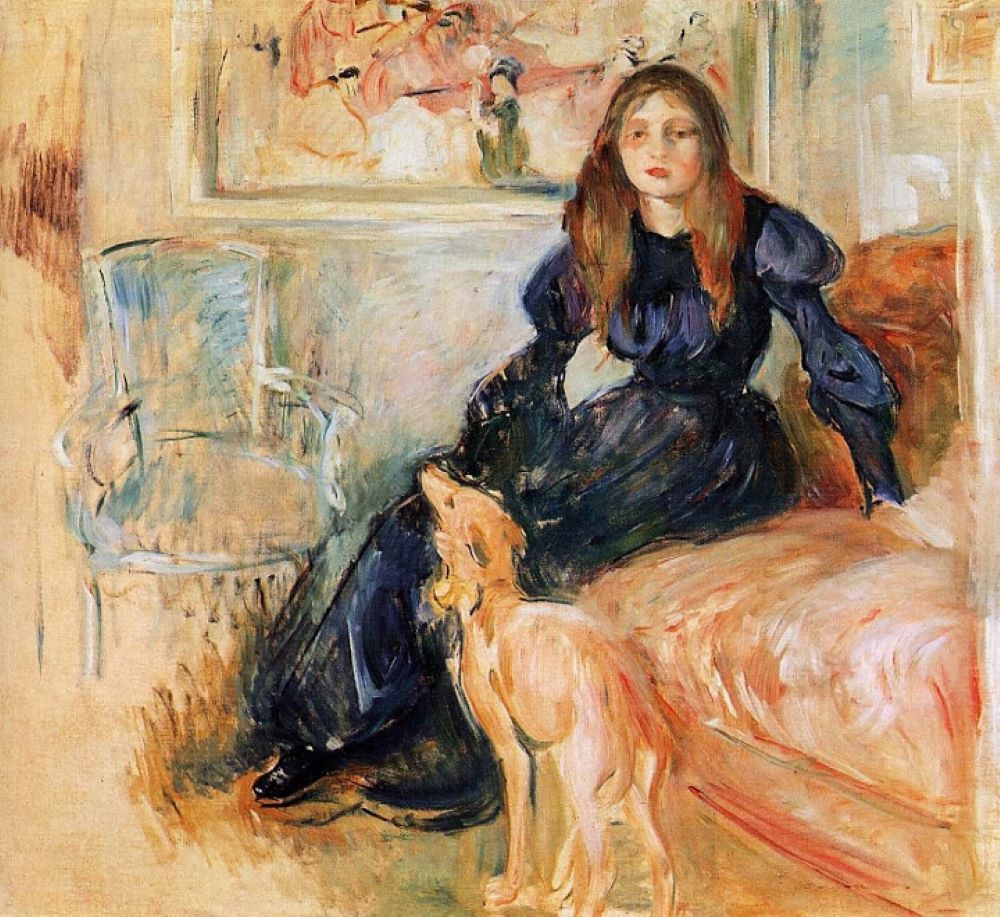 Berthe Morisot: Julie Manet y su galgo, Laertes (1893) óleo sobre lienzo, Musée Marmottan Monet, París.